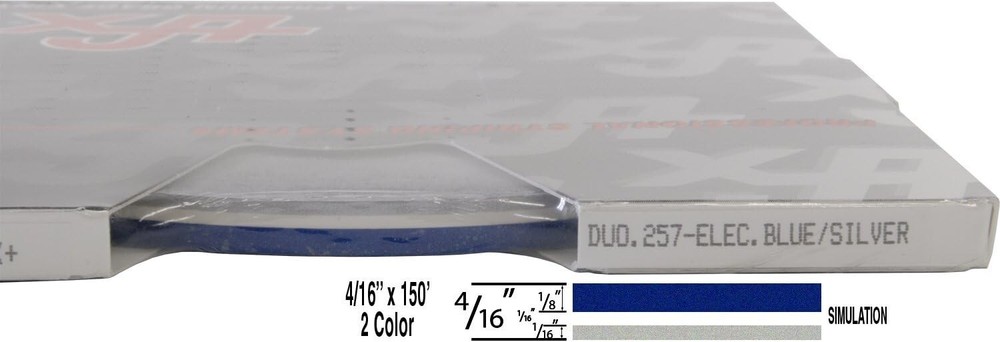 Universal 4/16″ 2-Color Pinstripe (Duo-Tone) 02045257- Electric Blue Met./Silver