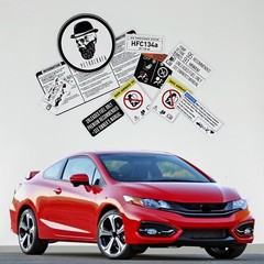 Honda Civic Si 2012 2015 Underbonnet Car Restoration Warning Labels Stickers
