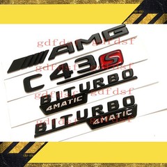 C-CLASS MATTE BLACK C43 S AMG + BITURBO/4MATIC BADGES EMBLEMS STICKER