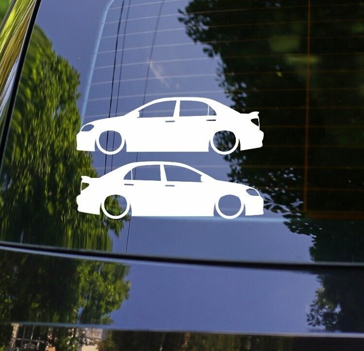 2x Lowered Car Decal Stickers for Toyota Corolla S XRS Sedan with Wing 9th gen