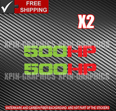 500 HP / HORSEPOWER VINYL DECAL STICKER 2 COLOR STICKERS LIME GREEN/RED