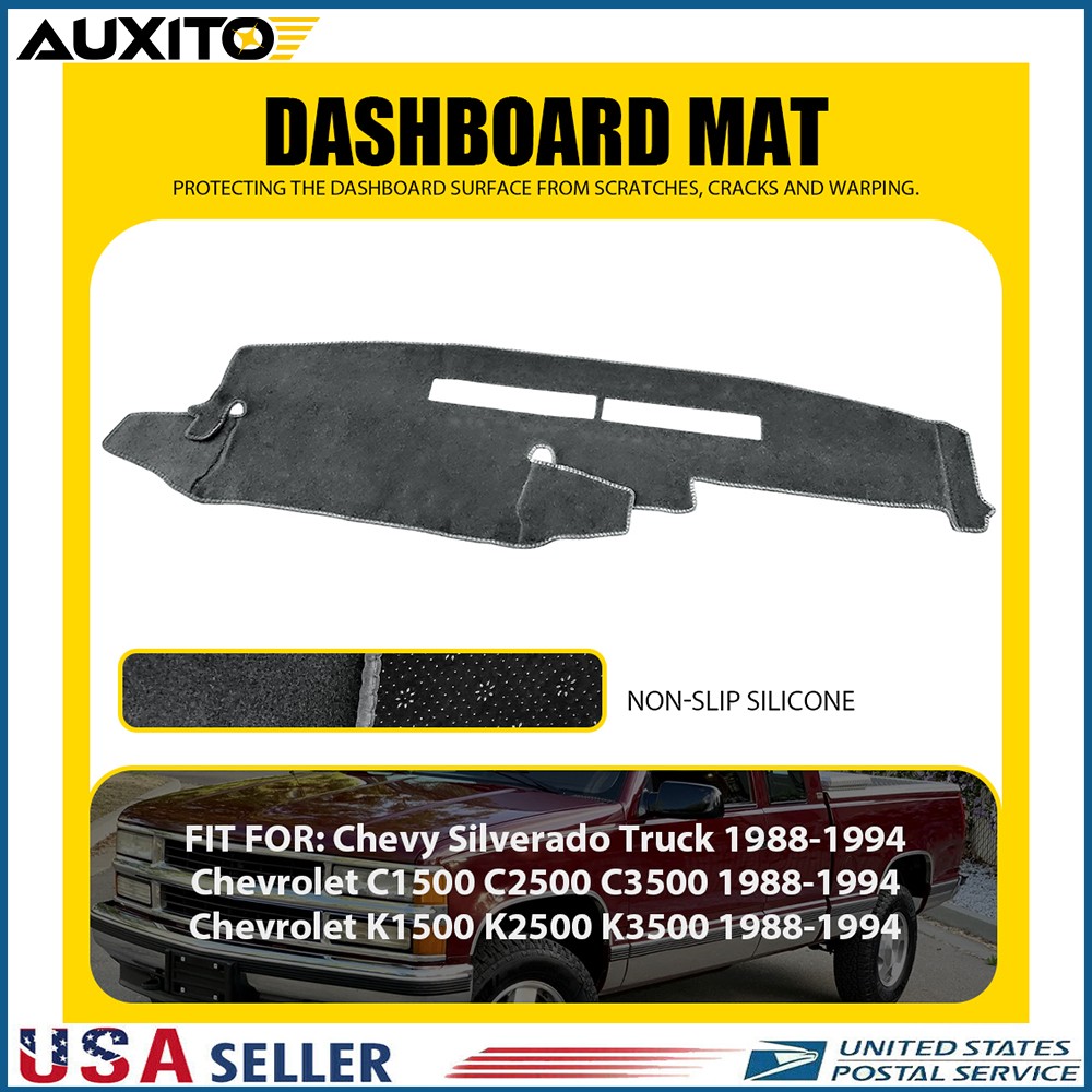 Fit Chevrolet C1500 C2500 C3500 1988-1994 Gray Black Dashboard Cover Mat Dashmat