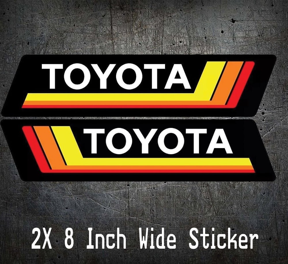 2 x 8 Inch TOYOTA Sticker Retro Fits Tacoma 4Runner Land Cruiser FJ Rav4 Set JDM