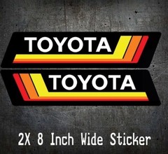 2 x 8 Inch TOYOTA Sticker Retro Fits Tacoma 4Runner Land Cruiser FJ Rav4 Set JDM
