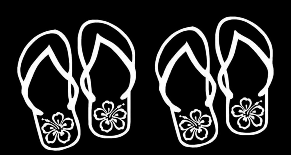 Hibiscus Flip Flops Tropical Two 5″ White Vinyl Decal Sticker Car Window laptop