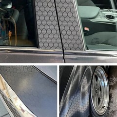 Black Honeycomb Fiber Grid Sticker Vinyl Wrap Film Decal 150cm Car Accessories