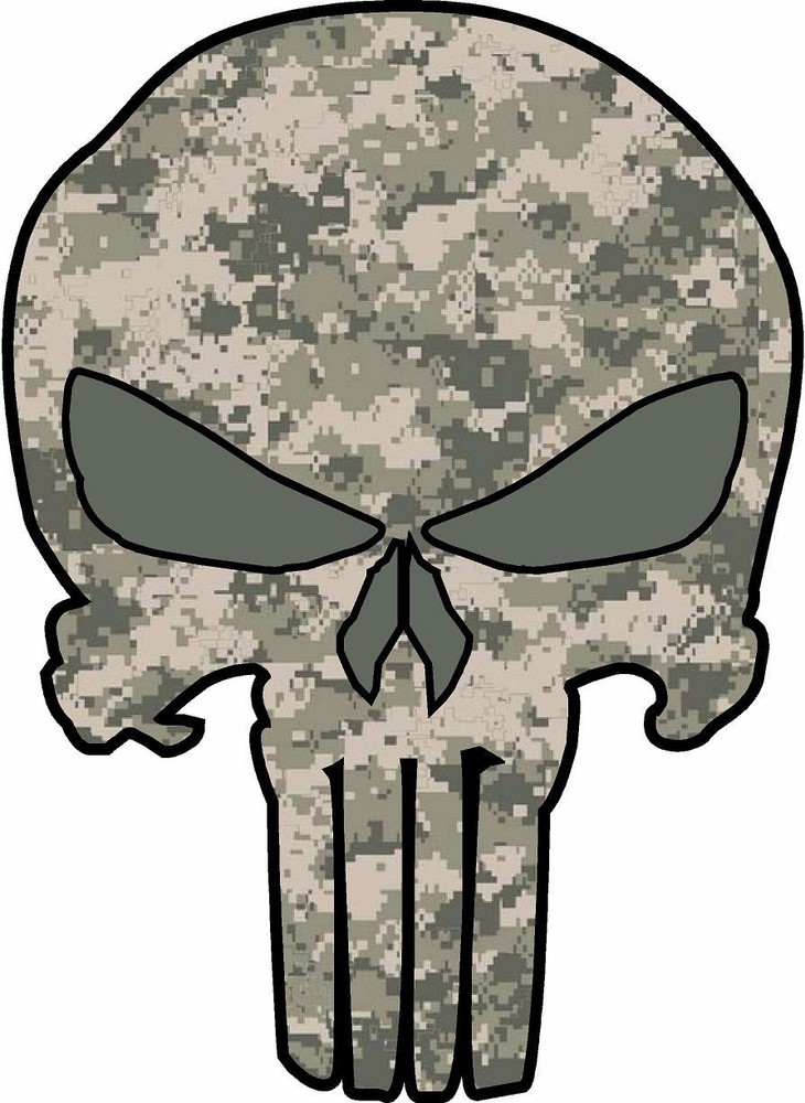 Punisher Skull Vinyl Decal Sticker Hood Camo Military USA Patriotic Camouflage