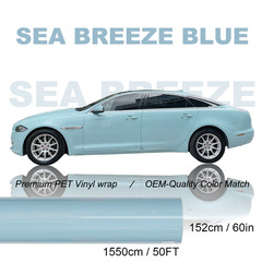 5FTx50FT PET Crystal Sea Breeze Blue Vinyl Wrap Self-Adhesive Air Release