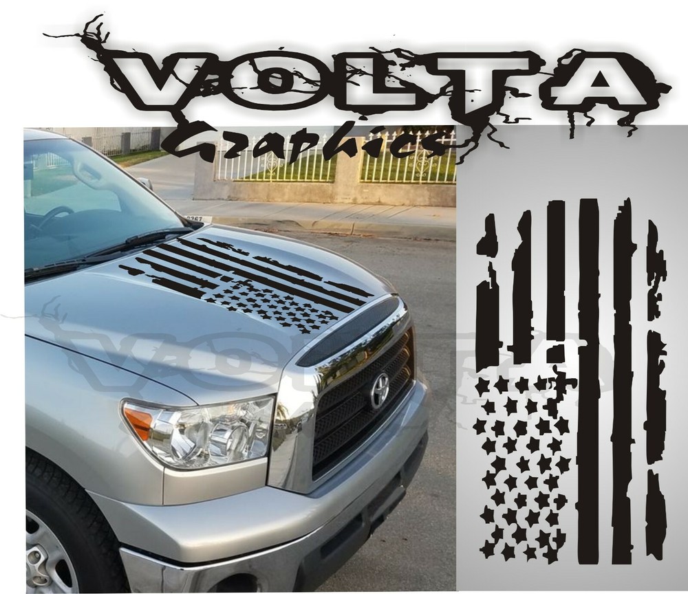Vinyl Hood Decal Fits: Toyota Tundra 2007-2013 Trucks – Distressed American Flag
