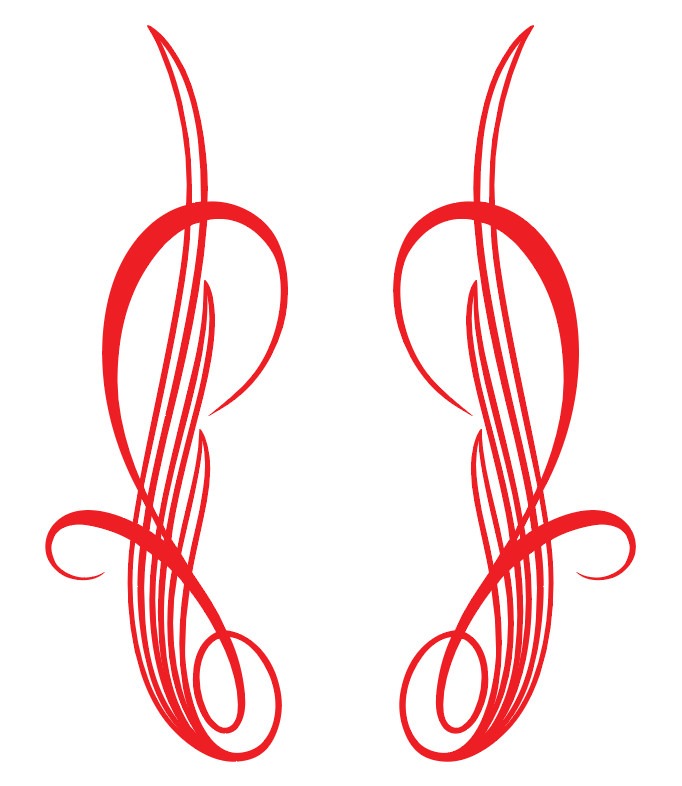 Hot Rod Pinstriping Decals – Set of 2 – 10″ x 3.25″ – Free shipping – 1 color
