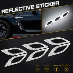 Set(6X) White 3D PVC Racing Strong Reflective Durable Sticker Decor For Car Body