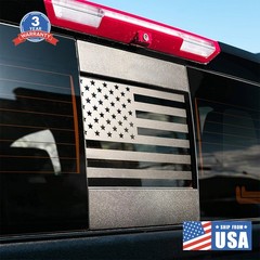 Fit 2019-23 Chevy Silverado Sierra Back Middle Window USA Flag Decal Sticker