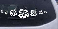 Hibiscus Flowers Row Car Truck Window Laptop Decal Sticker White 8X2.1