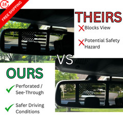 Truck Rear Middle Window Perforated American Flag 13.5″ x 8.75″, Matte Black