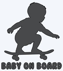 Baby on board Window decal, Bumper sticker. Skateboard Vinyl decal