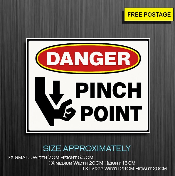 Pinch Point Sign, Self adhesive Waterproof Vinyl Sticker