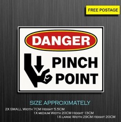 Pinch Point Sign, Self adhesive Waterproof Vinyl Sticker
