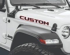 fits JEEP HOOD DECALS CUSTOM MADE RUBICON STYLE FONT / WRANGLER TJ JK XJ YJ CJ