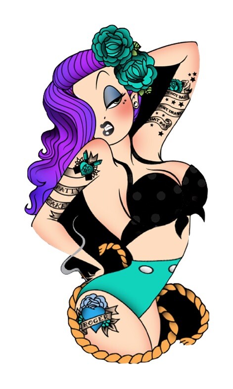 Pinup Girl Sticker 2.5” With Tattoos Roger Rabbit Sexy Hot Woman Vinyl Cool
