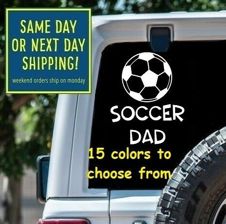 8 Sizes SOCCER DAD Car Window DECAL STICKER MacBook Laptop Tablet iPad Gift
