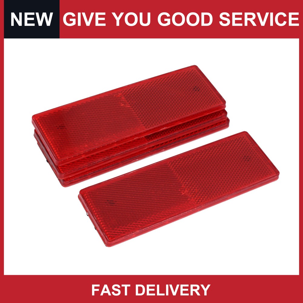 Universal Car Plastic Stick-On Reflective Rectangle Reflector Red Pack of 4
