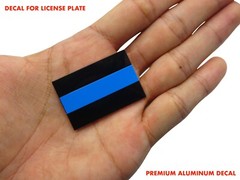ALUMINUM Thin Blue Line License Plate Decal Support Police & Law Enforcement