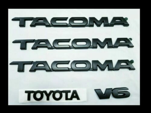 TOYOTA TACOMA EMBLEMS 5 PCS SET/ DOORS AND TAILGATE BLACK ABS DECALS NEW