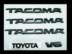 TOYOTA TACOMA EMBLEMS 5 PCS SET/ DOORS AND TAILGATE BLACK ABS DECALS NEW