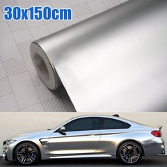 30*150CM Satin Matte Chrome Metallic Silver Vinyl Film Wrap Sticker Bubble