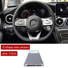 For AMG GLC C43 C350E Steering Wheel Emblem 3D Badge Squared Base Chrome Black