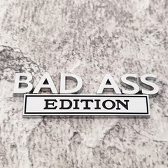 2 Pack Funny BAD ASS Shaped Metal Badge Custom Auto Bumper Accessory Stickers