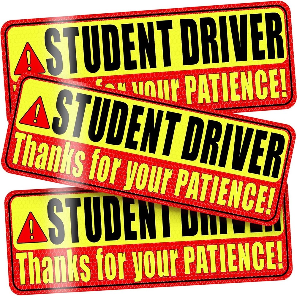 High Visibility Student Driver Car Magnets – Please Be Patient Message Pack
