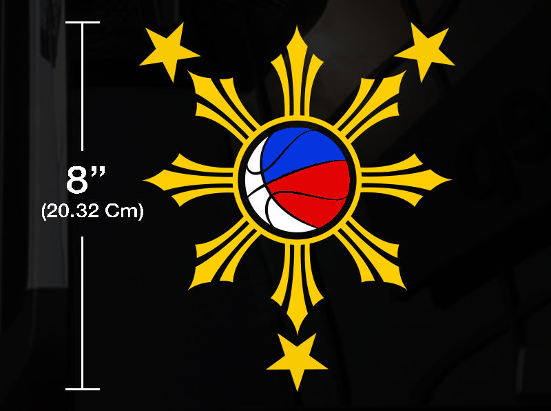 Filipino Basketball Vinyl Car Decal Sticker 8″ (H) w/ Philippine Flag RL