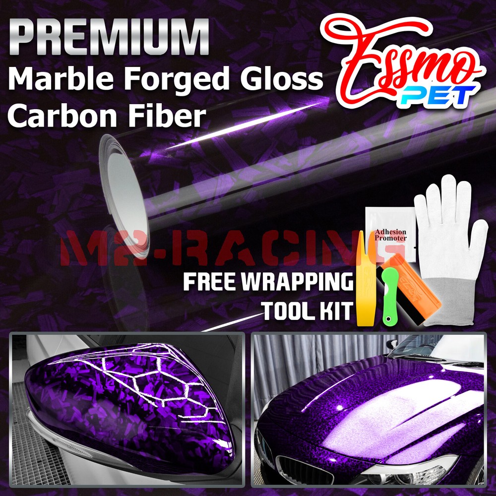 ESSMO PET Marble Forged Gloss Carbon Fiber Royal Purple Vehicle Vinyl Wrap Decal