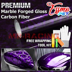 ESSMO PET Marble Forged Gloss Carbon Fiber Royal Purple Vehicle Vinyl Wrap Decal