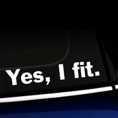 Yes I Fit – Funny Sticker Decal for MINI Cooper Smart Car Fiat – Choose color!