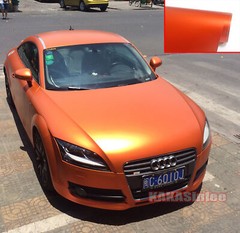 Flexible Satin Orange Car Sticker Matte Chrome Metal Vinyl Wrap Film Air Free US