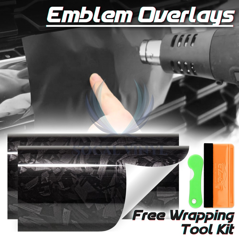 PET Marble Forged Gloss Carbon Fiber Vinyl Wrap For Chevy Bowtie Emblem Overlay