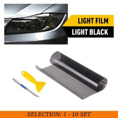 72″ Gloss Light Black Smoke Headlight Taillight Fog Light Tint Film Vinyl 1-10X