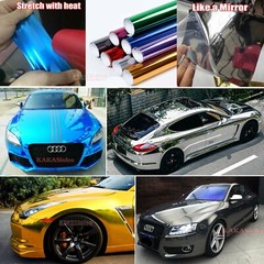 Air Free Car Flat Glossy Strips Mirror Chrome Vinyl Wrap Film Decal Sticker US