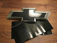 CJ 2 Silverado Gloss Black Universal Chevy Bowtie Sticker Emblem