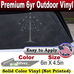 White Tree of Gondor Lord of the Rings Car Truck Window Decal Silver 6X4.5