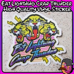 Eat Lightning 75mm High Quality Vinyl electrician hard hat sticker.