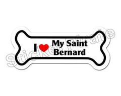 I Love My Saint Bernard Dog Bone Bumper Sticker Decal DB 267