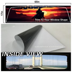 Truck Back Window Graphics Cowboy American Flag (P589) See Through Rear Decal
