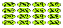 EZ-Line Car Dealer Oval Model Year Stickers Large Windshield Sticker Chartreuse