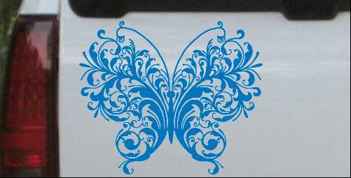 Swirl Butterfly Car or Truck Window Laptop Decal Sticker Sky Blue 6X5