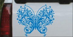 Swirl Butterfly Car or Truck Window Laptop Decal Sticker Sky Blue 6X5
