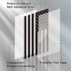 Water-Resistant 3”x5” American Flag Decal – Matte Black for Cars & Outdoor Use