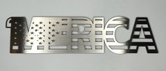 Stainless Steel “MERICA” Emblem Adhesive Decal for Cars & Trucks (Brushed)